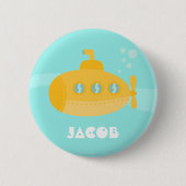 Cute Yellow Underwater Submarine Vessel Button (Voorkant)