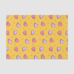 Cute Yellow Valentijnsdag Heart Doodle Pattern Tissuepapier
