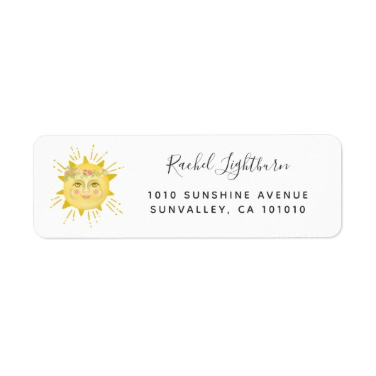 Cute Yellow Waterverf Sunshine Baby shower Invite Etiket (Voorkant)