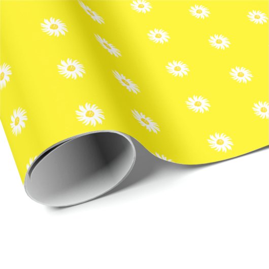 Cute yellow white daisies bloesem modern cadeaupapier (Rol Hoek)