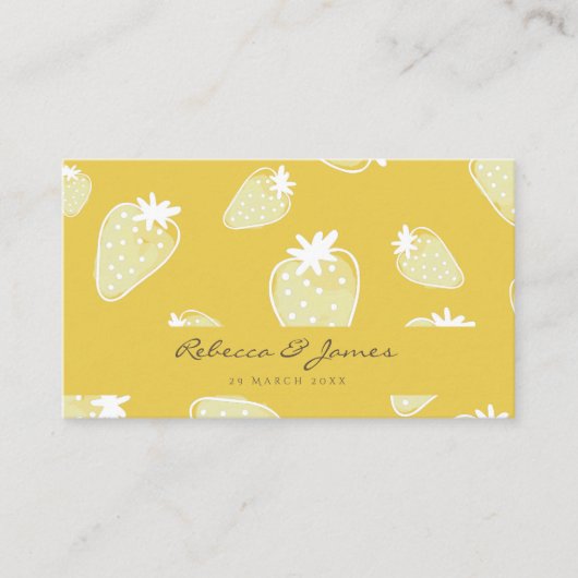 CUTE YELLOW WHITE WATERVERF STRAWBERRIES bruiloft Visitekaartje (Voorkant)