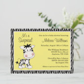 Cute Yellow Zebra Gender Neutraal Baby shower Kaart (Staand voorkant)