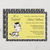 Cute Yellow Zebra Gender Neutraal Baby shower Kaart (Voorkant / Achterkant)