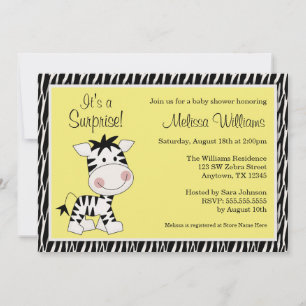 Cute Yellow Zebra Gender Neutraal Baby shower Kaart