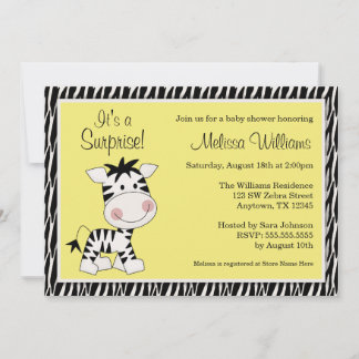 Cute Yellow Zebra Gender Neutraal Baby shower Kaart