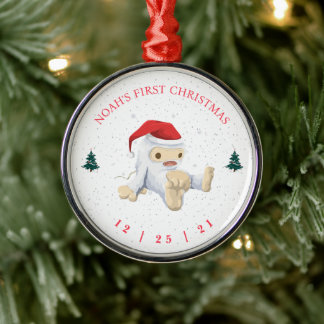 Cute Yeti Baby Eerste Kerstmis Metalen Ornament