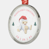 Cute Yeti Baby Eerste Kerstmis Metalen Ornament (Links)