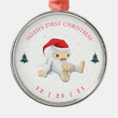 Cute Yeti Baby Eerste Kerstmis Metalen Ornament (Voorkant)