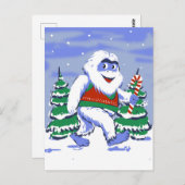 Cute yeti christmas in forest briefkaart (Voorkant / Achterkant)