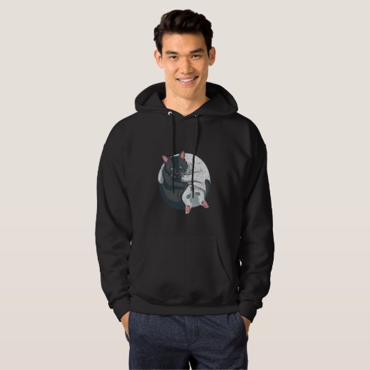 Cute Yin Yang Cat Black White Spiritueel Kitten Hoodie (Voorkant volledig)