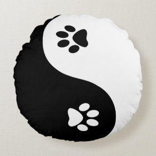 Cute Yin Yang Paws Round Sierkussen Rond Kussen