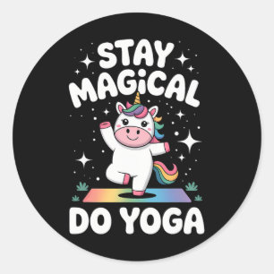 Cute Yoga Eenhoorn Lotuspositie Mandala-ontwerp vo Ronde Sticker