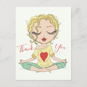 Cute Yoga Girl Bedankt   Briefkaart van Blonde Hai