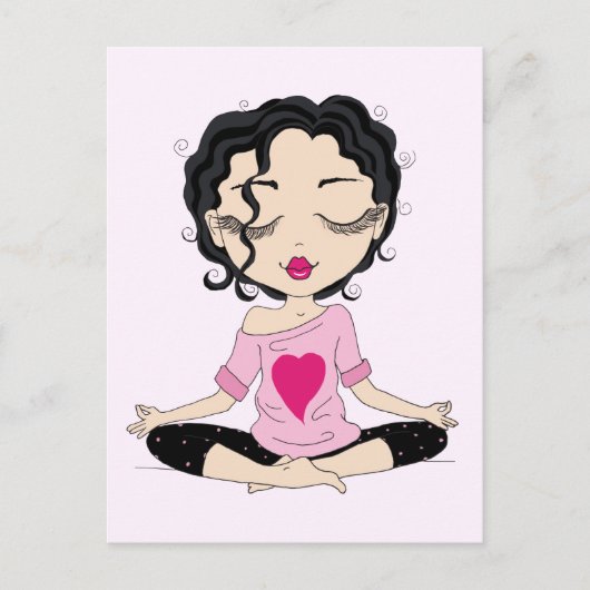 Cute Yoga Girl | Briefkaart met zwarte haarhaar (Voorkant)