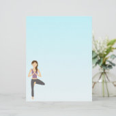 Cute Yoga Girl doet de illustratie van de boompjes (Staand voorkant)