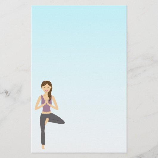 Cute Yoga Girl doet de illustratie van de boompjes Briefpapier (Voorkant)