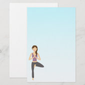 Cute Yoga Girl doet de illustratie van de boompjes Briefpapier (Voorkant / Achterkant)
