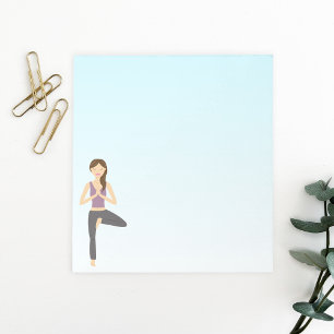 Cute Yoga Girl doet de illustratie van de boompjes Notitieblok