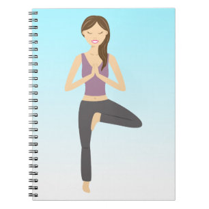 Cute Yoga Girl doet de illustratie van de boompjes Notitieboek