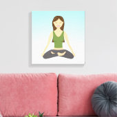 Cute Yoga Girl in de illustratie Lotus Pose Canvas Afdruk (Insitu (Woonkamer))