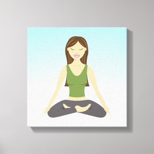 Cute Yoga Girl in de illustratie Lotus Pose Canvas Afdruk (Voorkant)