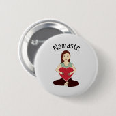 Cute Yoga Girl met rood hart Namaste Ronde Button 5,7 Cm (Voorkant /achterkant)