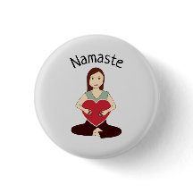 Cute Yoga Girl met rood hart Namaste