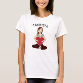 Cute Yoga Girl met rood hart Namaste T-shirt (Voorkant)