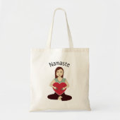 Cute Yoga Girl met rood hart Namaste Tote Bag (Voorkant)
