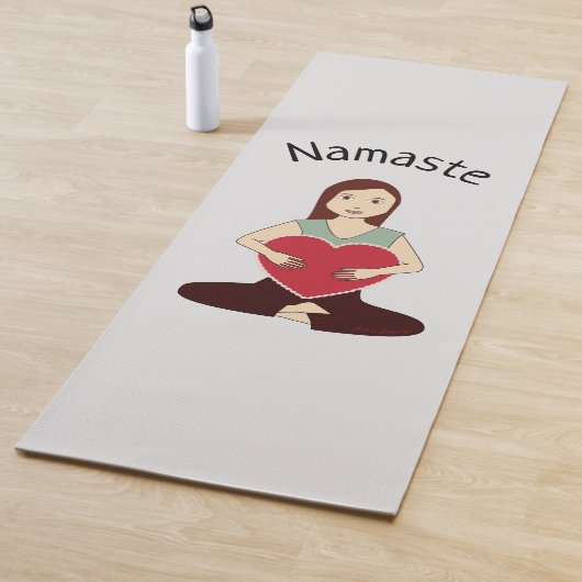Cute Yoga Girl met rood hart Namaste Yogamat (In situ)