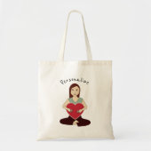 Cute Yoga Girl met rood hart personaliseren Tote Bag (Voorkant)