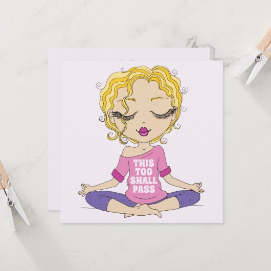 Cute Yoga Girl, ook dit zal pas overlopen Kaart (Voorkant / Achterkant in situ)