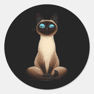 Cute Yoga Kat Illustratie _1  Ronde Sticker