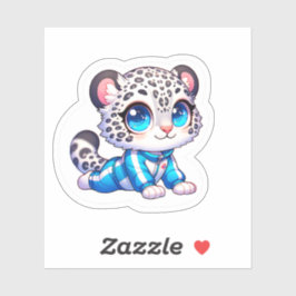 Cute Yoga Kawaii Anime Snow Leopard Sticker