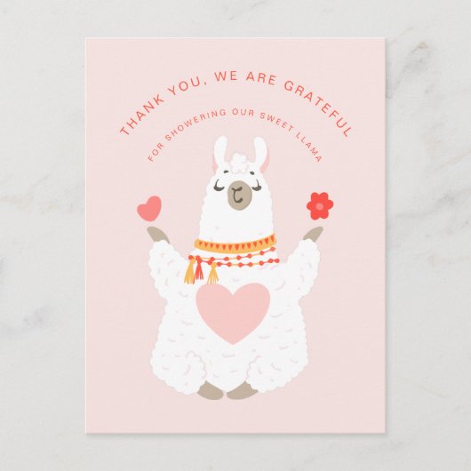 Cute Yoga Llama Baby shower Dank u Briefkaart (Voorkant)