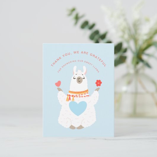 Cute Yoga Llama Baby shower Dank u wel Briefkaart (Staand voorkant)