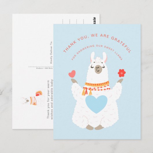 Cute Yoga Llama Baby shower Dank u wel Briefkaart (Voorkant / Achterkant)