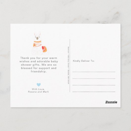Cute Yoga Llama Baby shower Dank u wel Briefkaart (Achterkant)