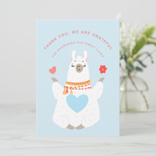 Cute Yoga Llama Baby shower Hartelijk dank Bedankkaart (Staand voorkant)