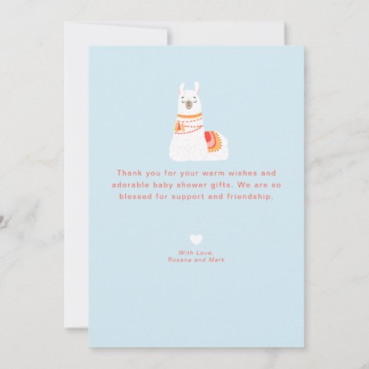 Cute Yoga Llama Baby shower Hartelijk dank Bedankkaart (Achterkant)