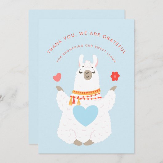 Cute Yoga Llama Baby shower Hartelijk dank Bedankkaart (Voorkant / Achterkant)
