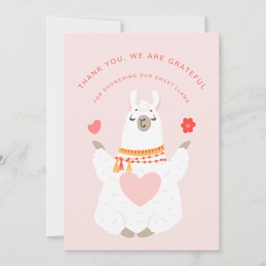 Cute Yoga Llama Baby shower Hartelijk dank Bedankkaart (Voorkant)