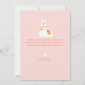 Cute Yoga Llama Baby shower Hartelijk dank Bedankkaart (Achterkant)
