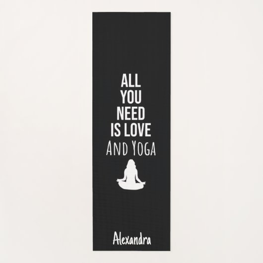 Cute Yoga Mat Yogi Modern Unique Meditation Black (Voorkant)