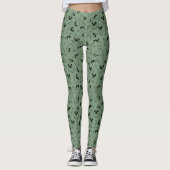 cute yoga pet dog pattern green background leggings (Voorkant)