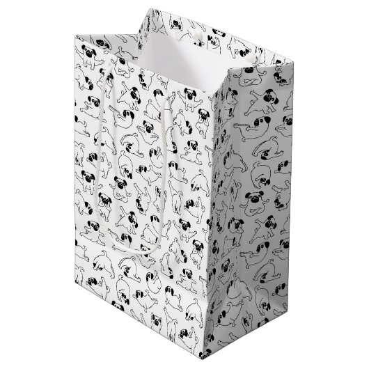 cute yoga pet dog pattern white background medium cadeauzakje (Voorkant Gekanteld)