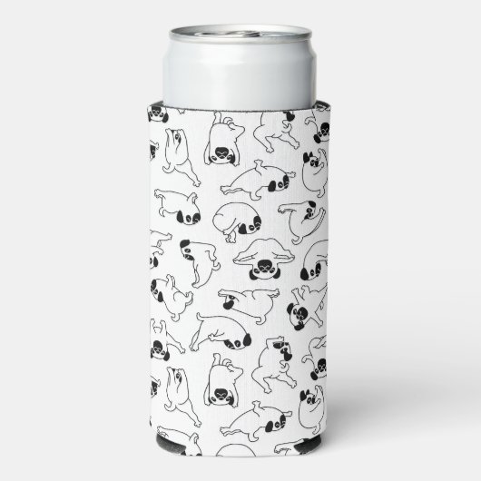 cute yoga pet dog pattern white background seltzer blikjeskoeler (Seltzer Achterkant)