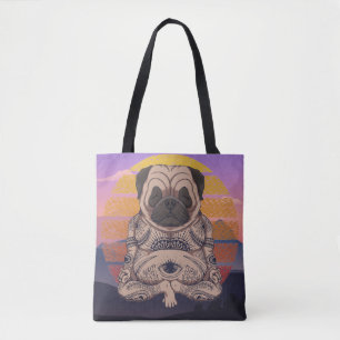 Cute Yoga Pug Canvas tas