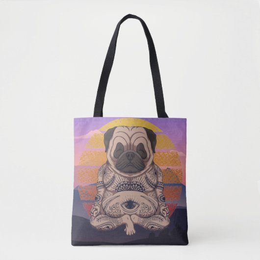 Cute Yoga Pug Canvas tas (Voorkant)