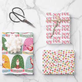 Cute Yoga Santa NamaSleigh Joyful Berries Inpakpapier Vel
